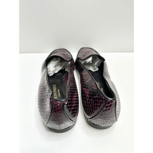Marion Parke Shoes Womens Size 6.5US Python Snakeskin Loafers Purple Black - Picture 5 of 12